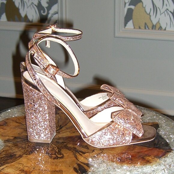 NIB ASOS HEAVEN SENT NUDE METALLIC BOW OPEN TOE HEELS SANDALS SHOES UK5 US7 - Picture 4 of 7